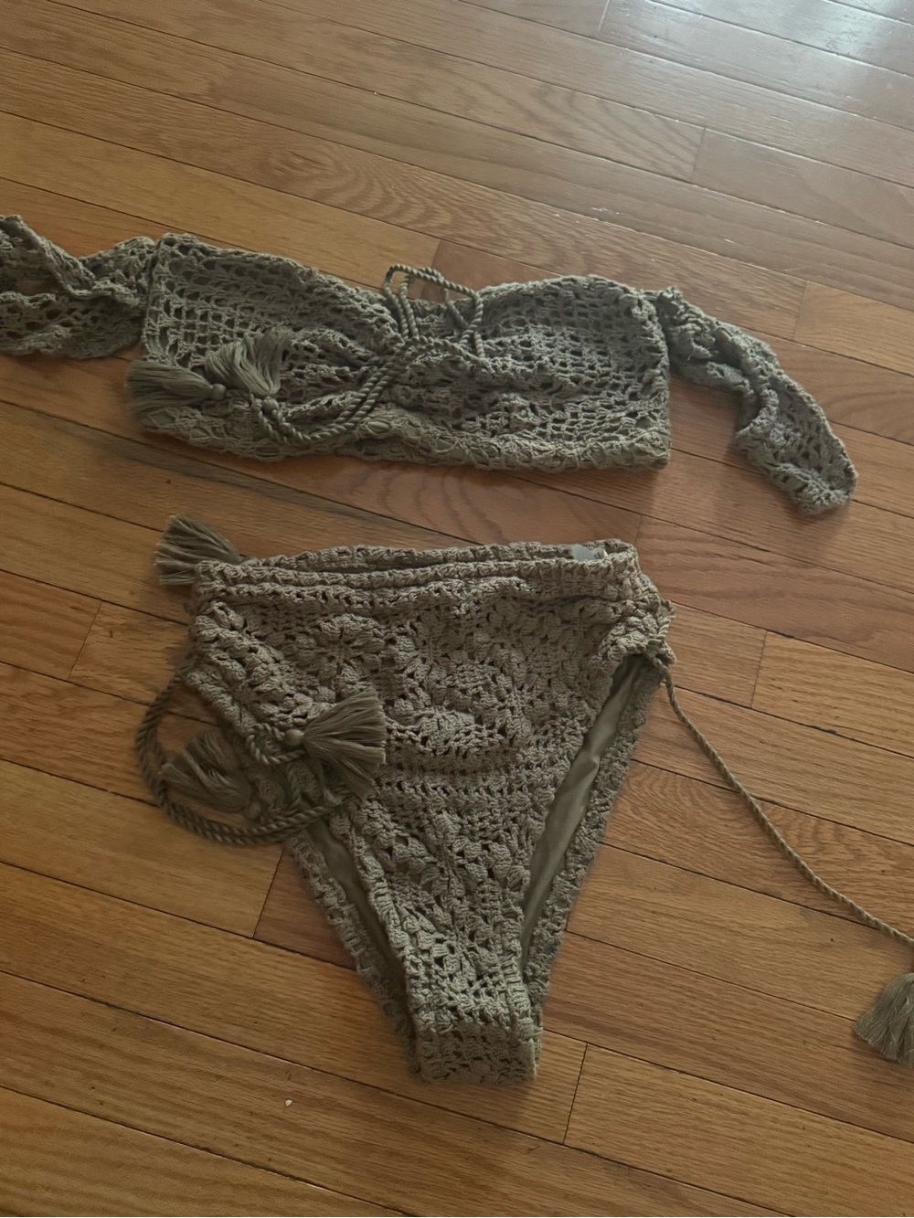 Joyfolie Crochet Bikini Set in Brown